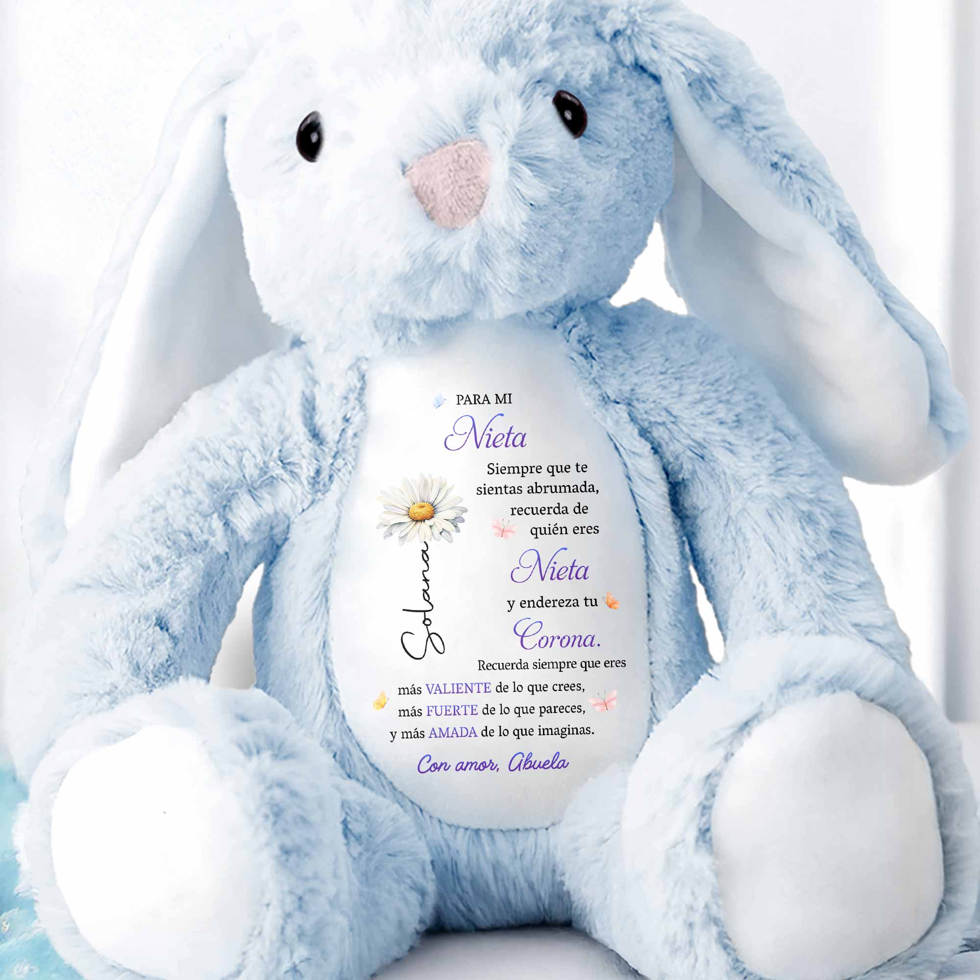 Personalized Stuffed Bunny Custom Name Gift for Granddaughter