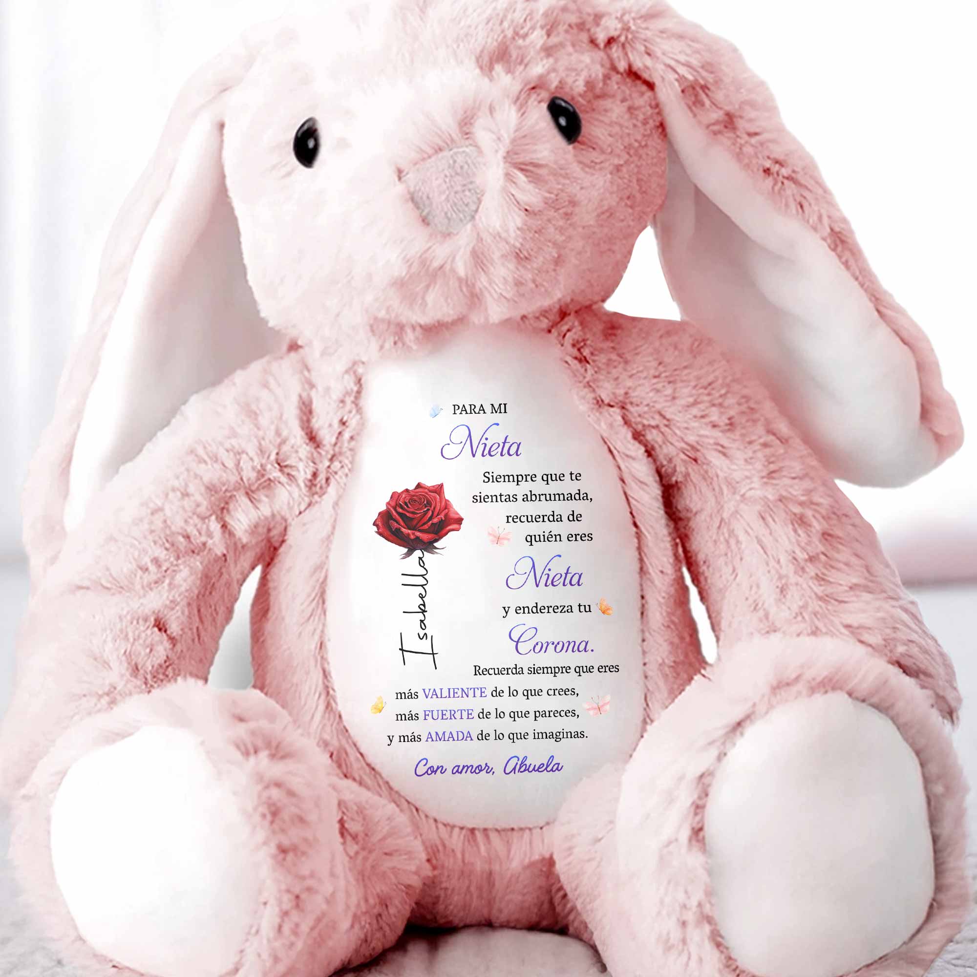 Personalized Stuffed Bunny Custom Name Gift for Granddaughter