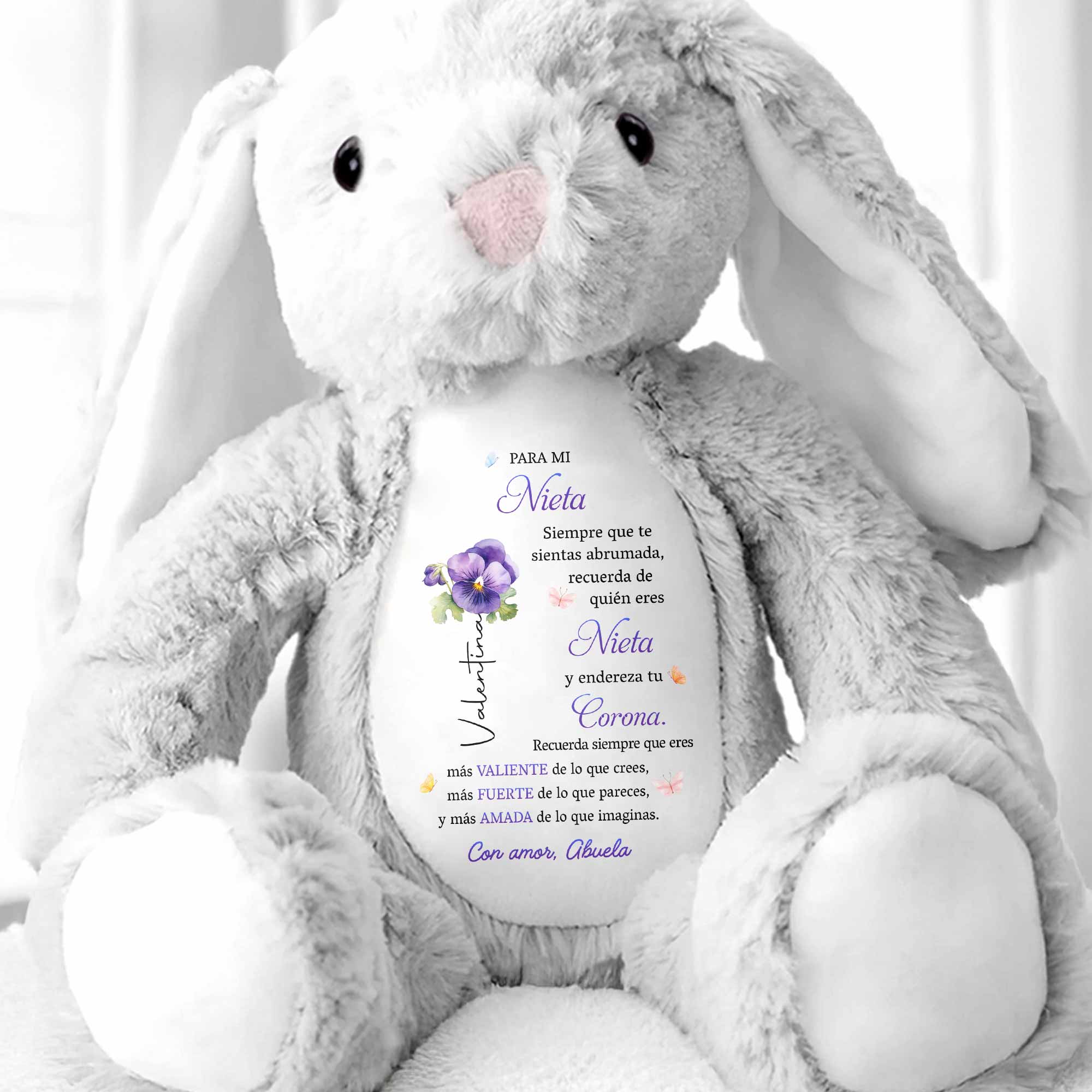 Personalized Stuffed Bunny Custom Name Gift for Granddaughter