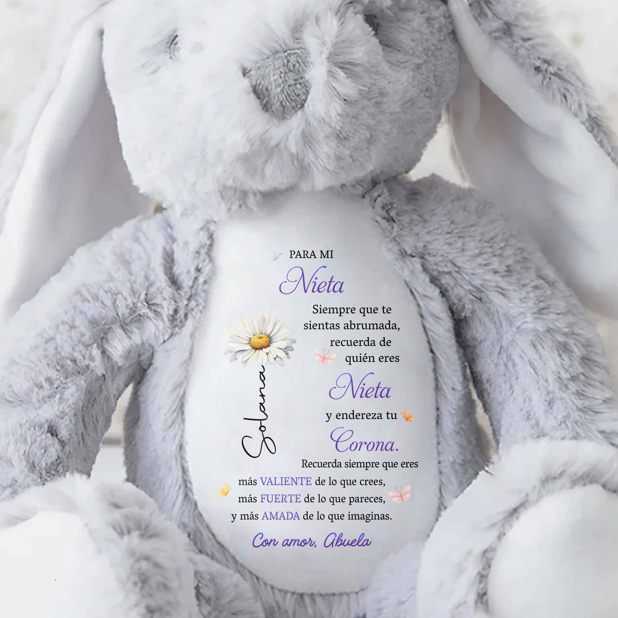 Personalized Stuffed Bunny Custom Name Gift for Granddaughter