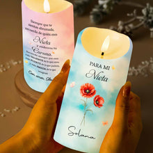 Load image into Gallery viewer, Personalized LED Candle for Granddaughter with Flowers &amp; Butterflies Gift
