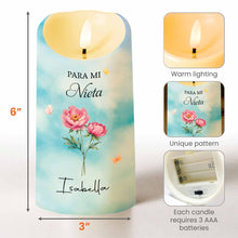 Load image into Gallery viewer, Personalized LED Candle for Granddaughter with Flowers &amp; Butterflies Gift
