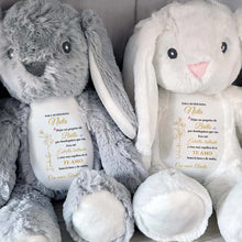 Load image into Gallery viewer, Personalized Stuffed Bunny Custom Name Birth Month Flowers Gift for Granddaughter
