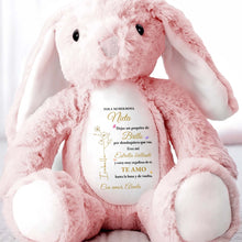Load image into Gallery viewer, Personalized Stuffed Bunny Custom Name Birth Month Flowers Gift for Granddaughter
