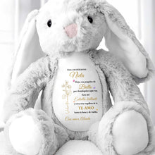 Load image into Gallery viewer, Personalized Stuffed Bunny Custom Name Birth Month Flowers Gift for Granddaughter
