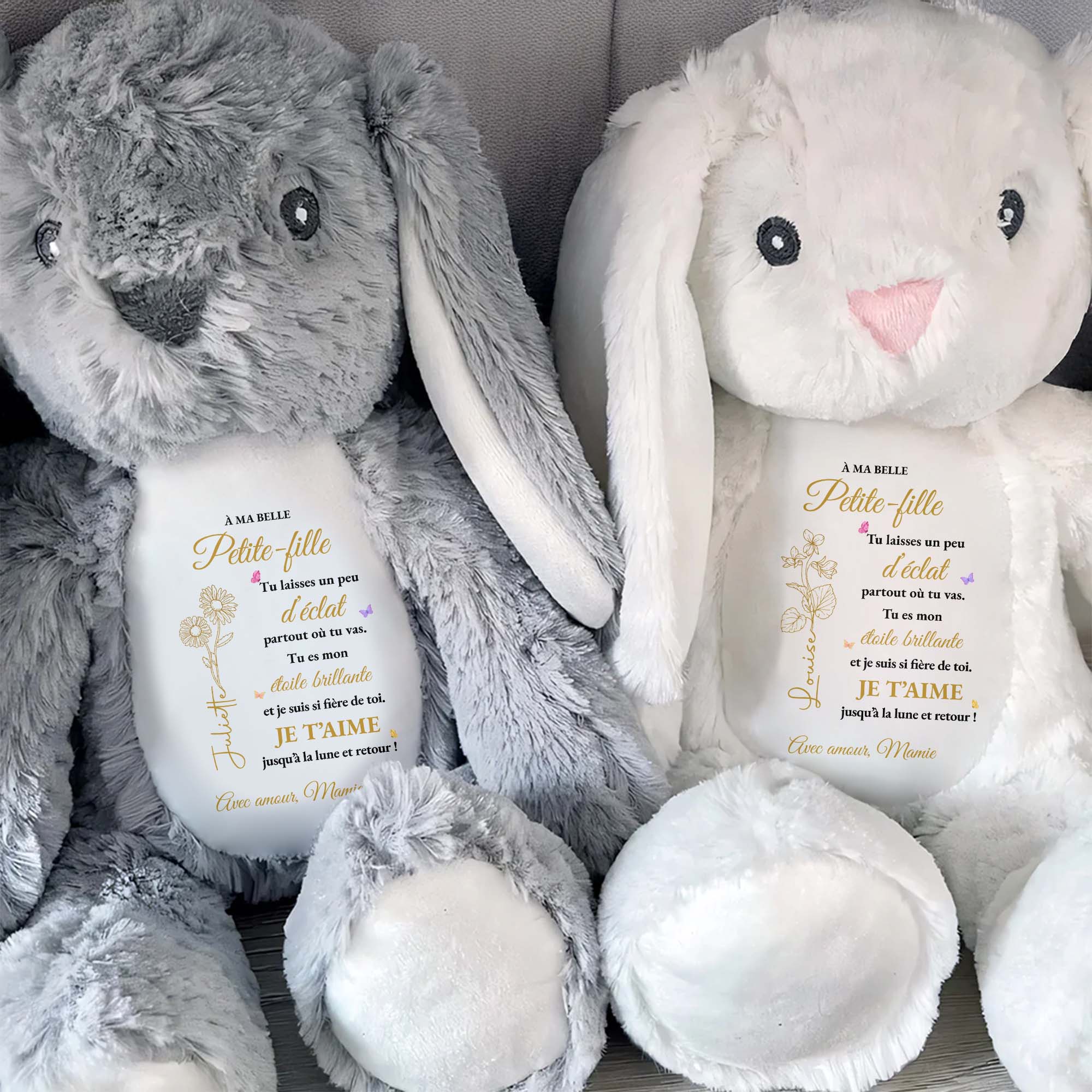Personalized Stuffed Bunny Custom Name Gift for Granddaughter