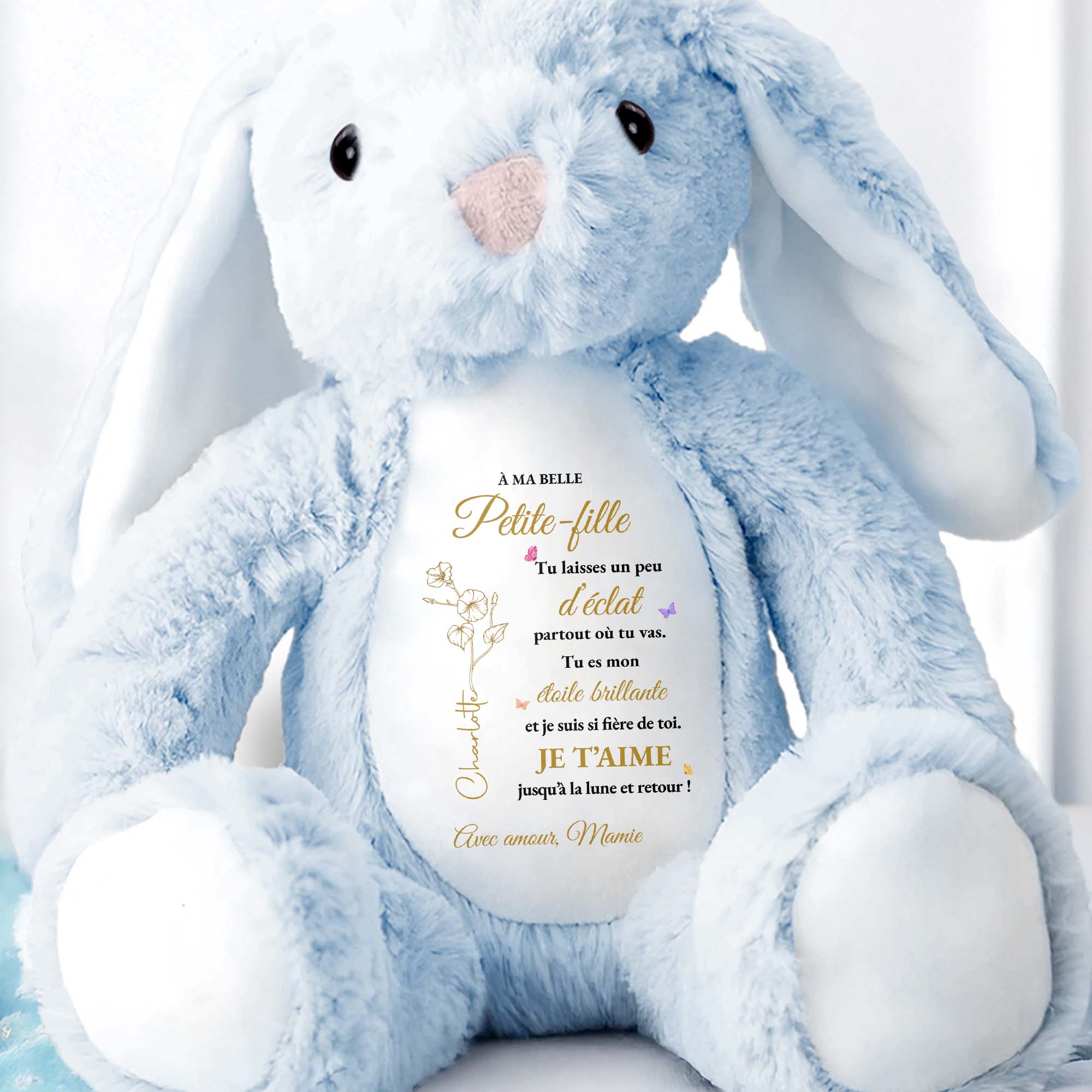 Personalized Stuffed Bunny Custom Name Gift for Granddaughter