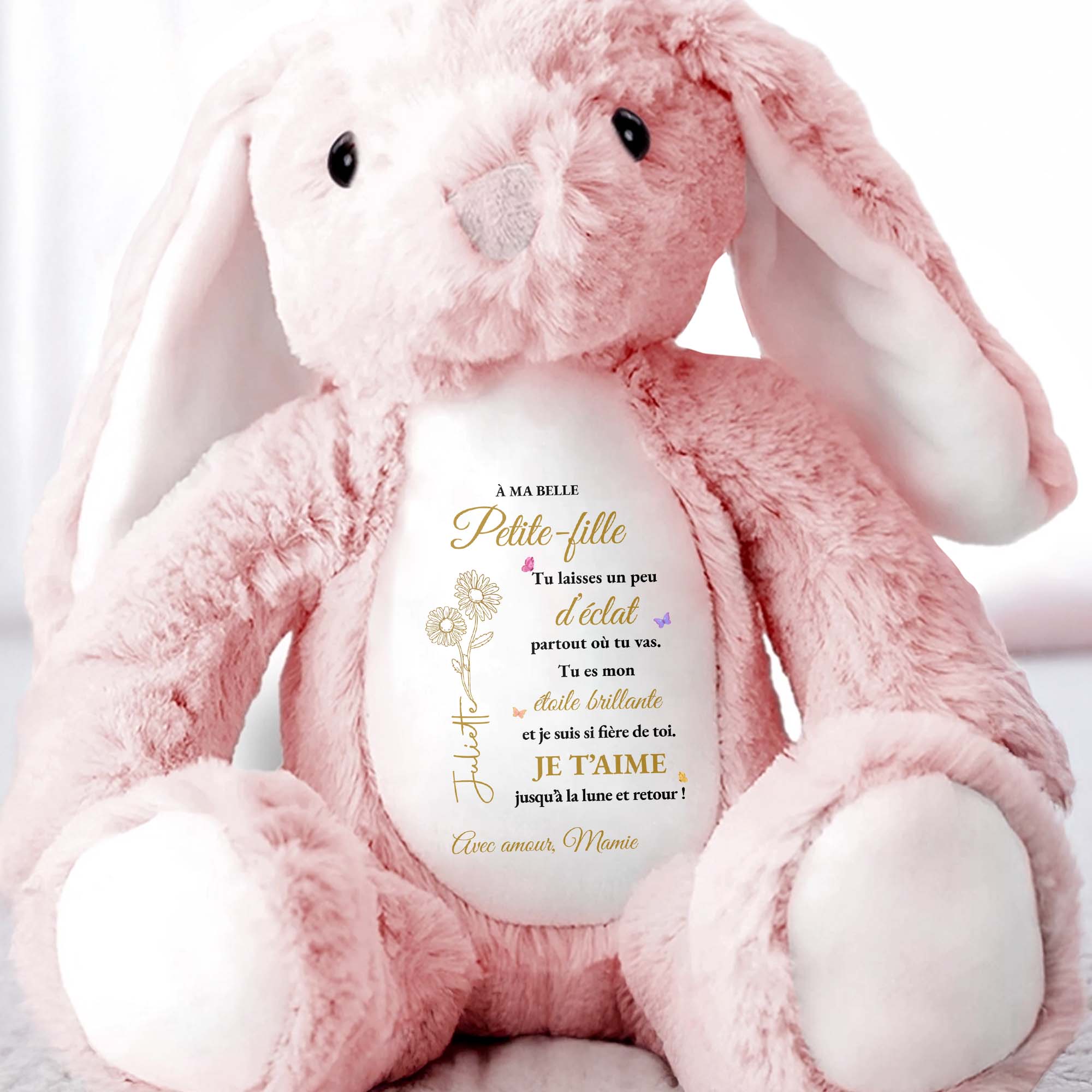 Personalized Stuffed Bunny Custom Name Gift for Granddaughter