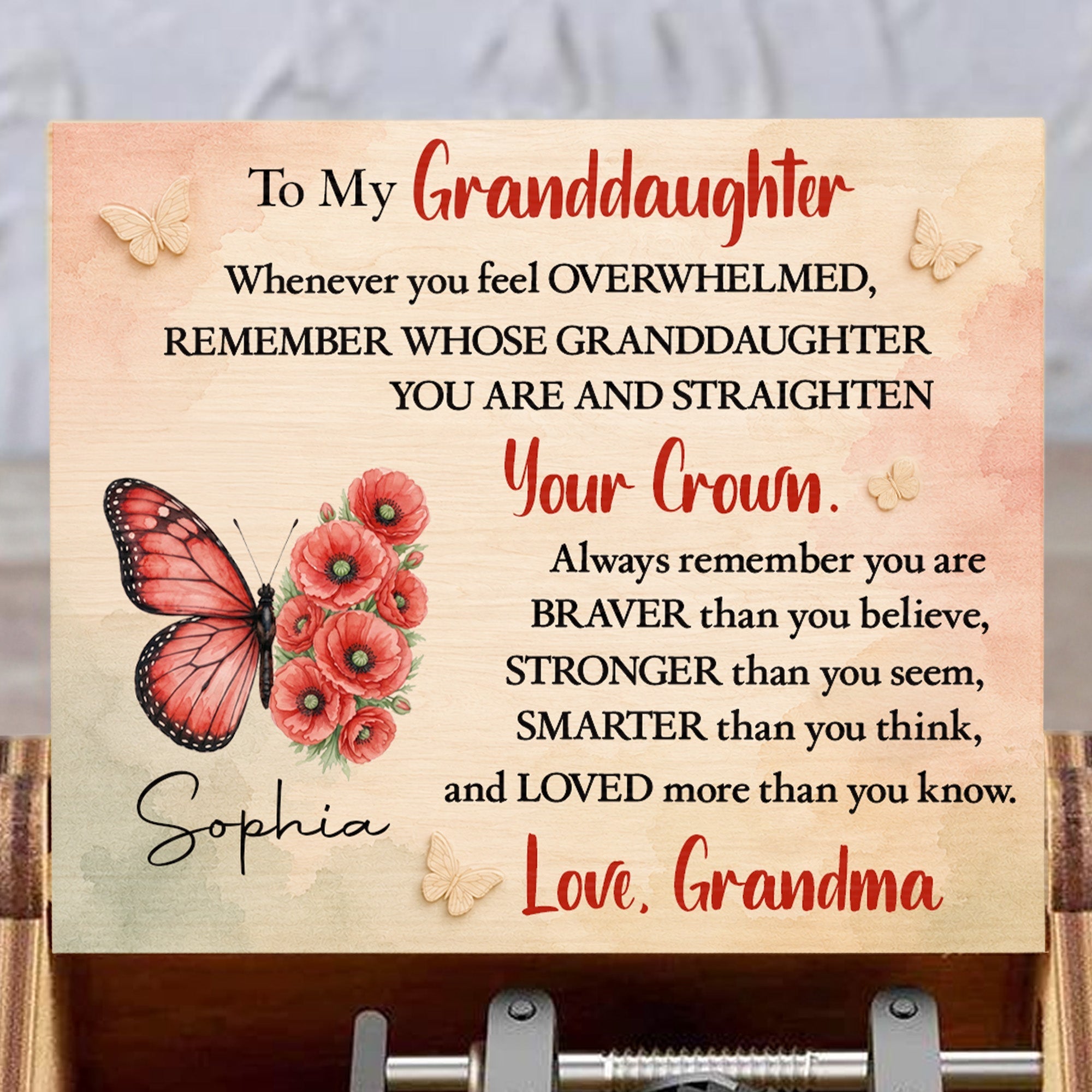 Personalized Wooden Music Box Custom Gift for Granddaughter