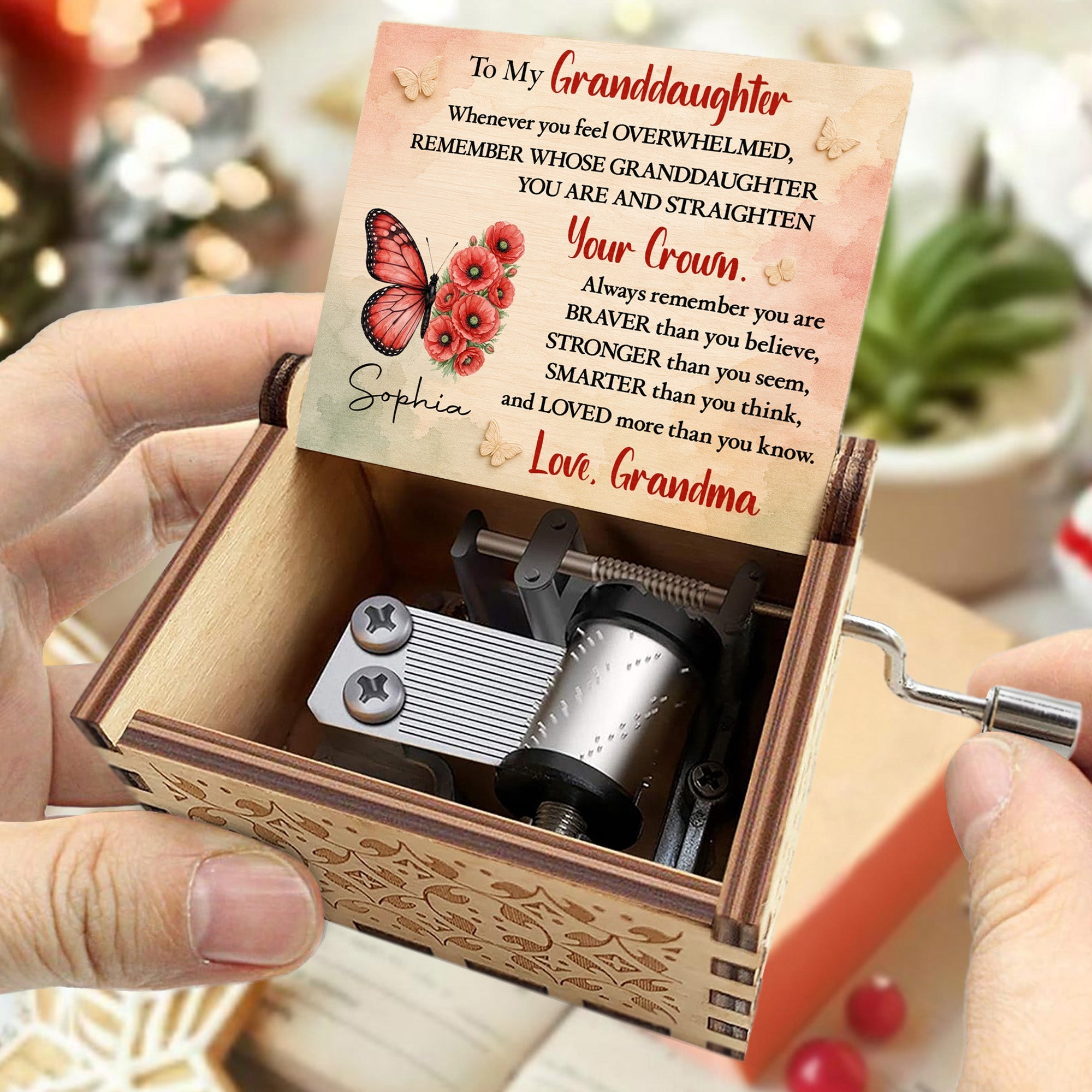 Personalized Wooden Music Box Custom Gift for Granddaughter