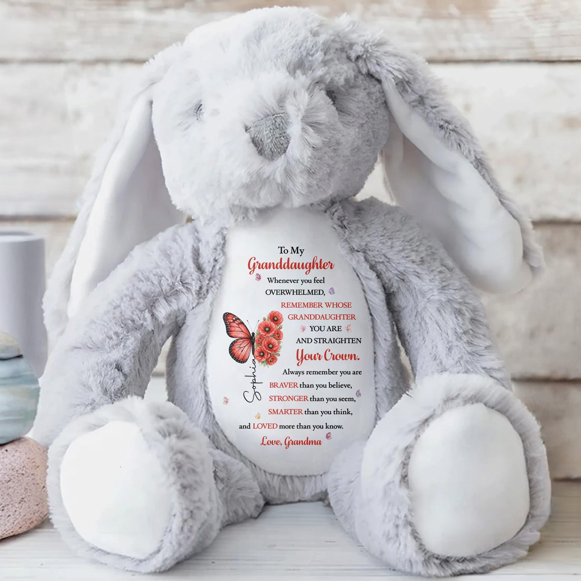 Personalized Stuffed Bunny for Granddaughter Custom Name Gift