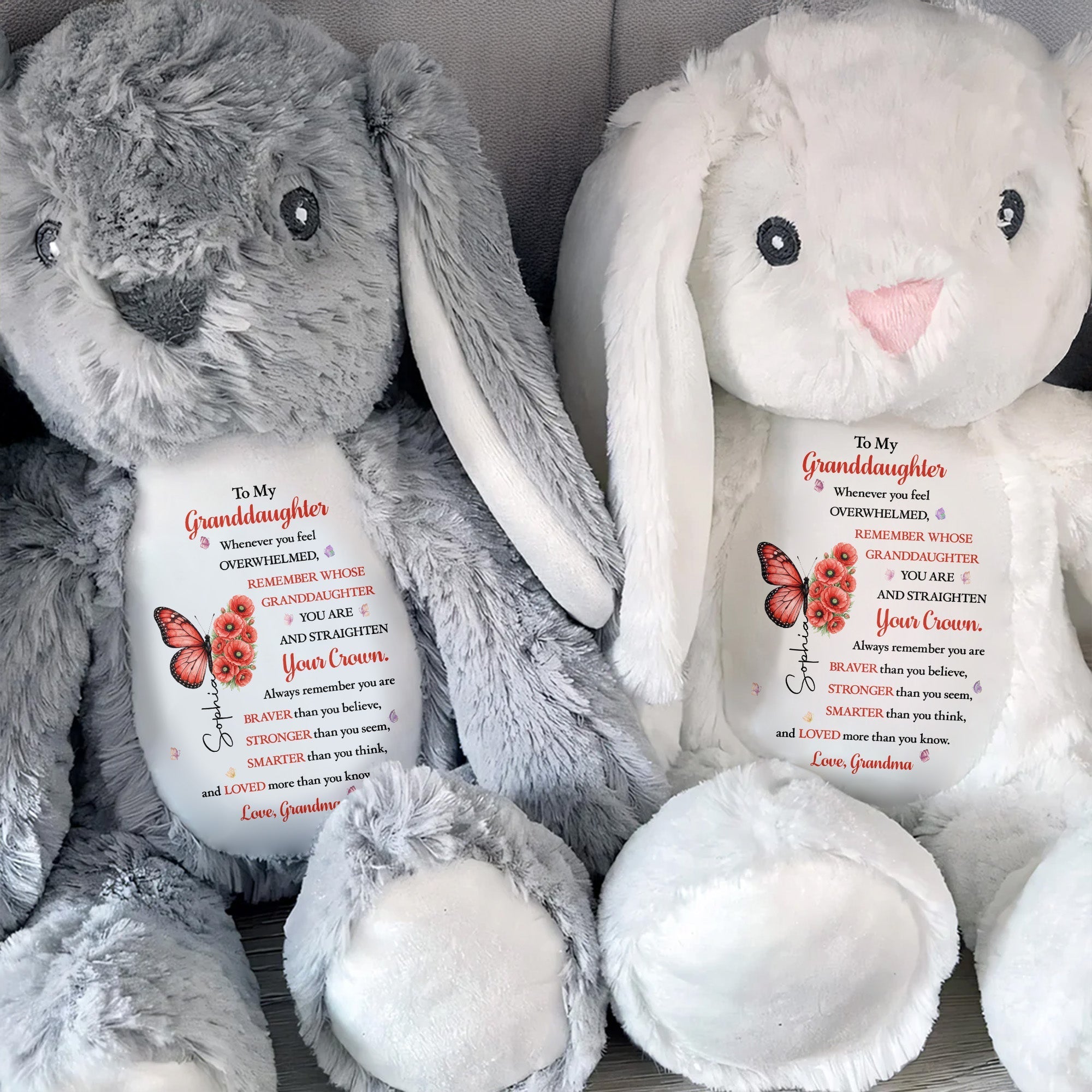 Personalized Stuffed Bunny for Granddaughter Custom Name Gift
