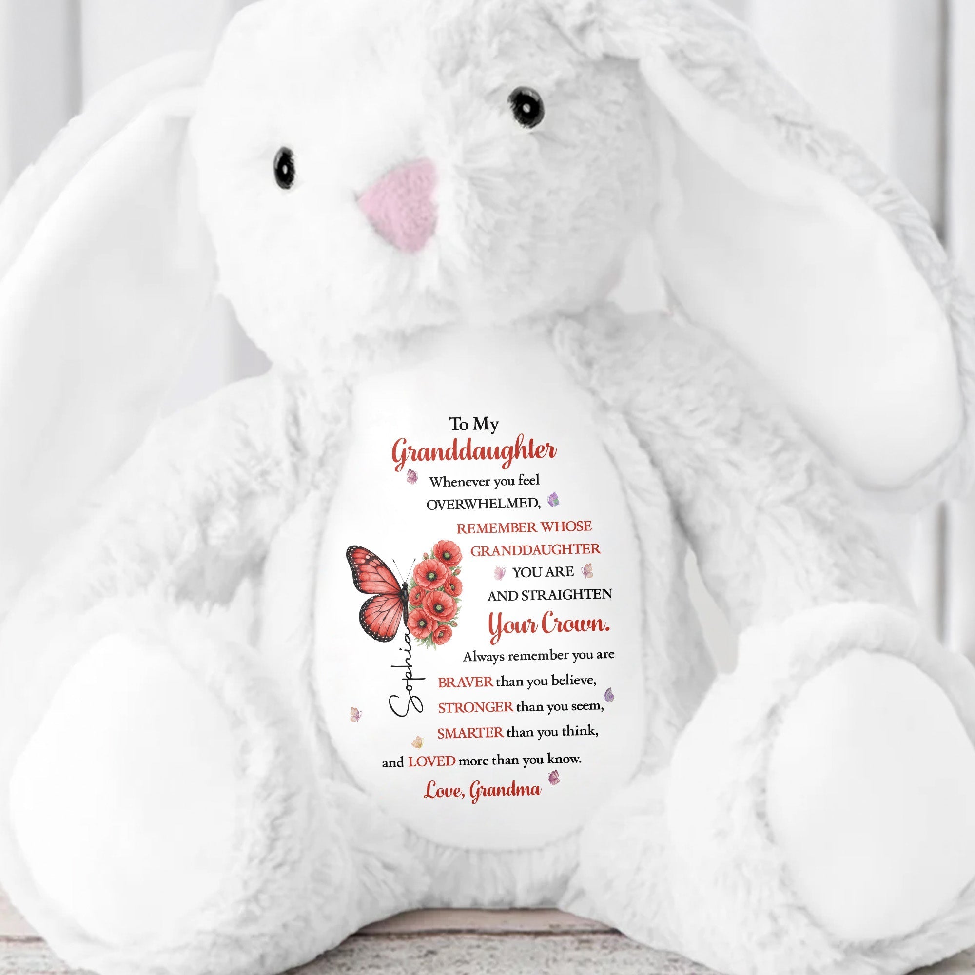 Personalized Stuffed Bunny for Granddaughter Custom Name Gift