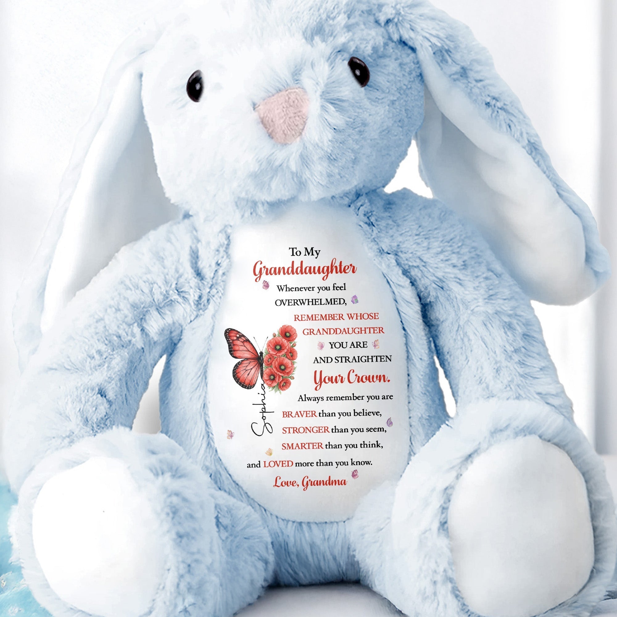 Personalized Stuffed Bunny for Granddaughter Custom Name Gift