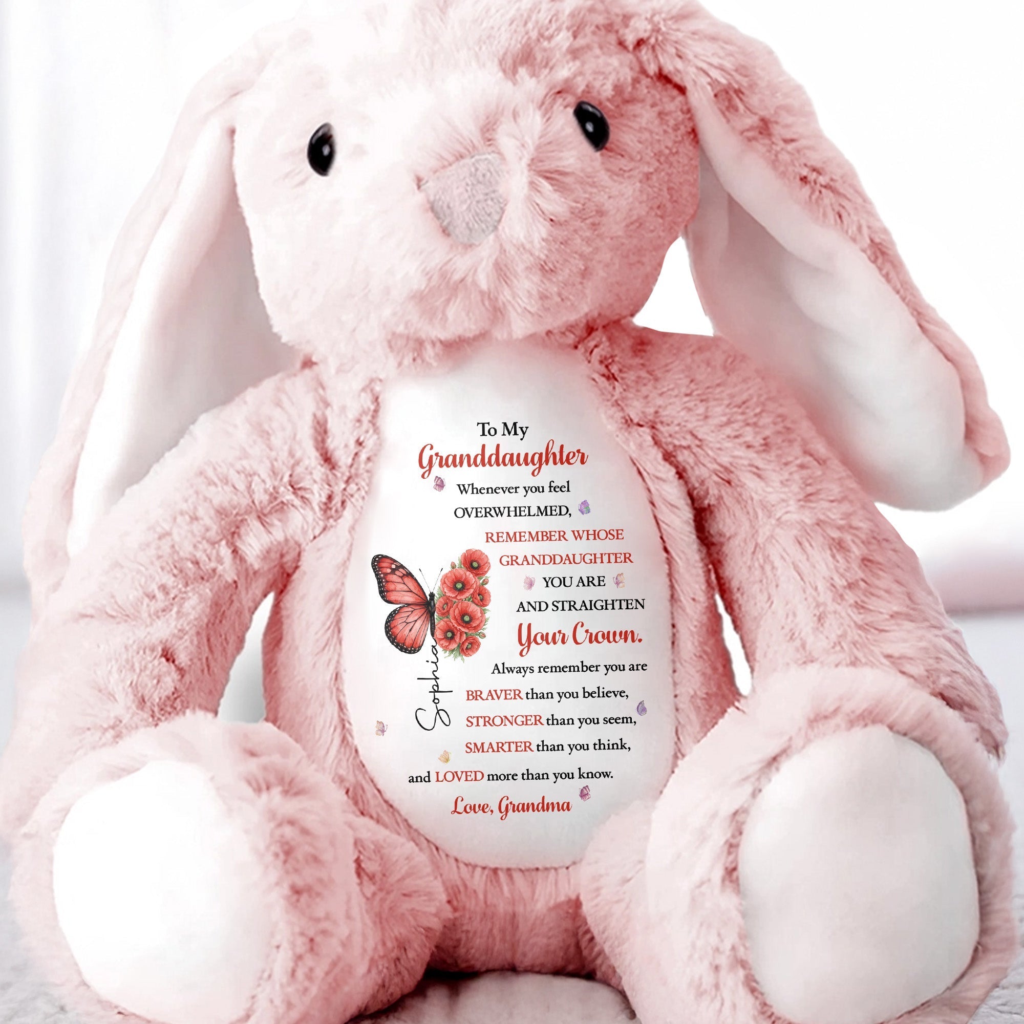 Personalized Stuffed Bunny for Granddaughter Custom Name Gift