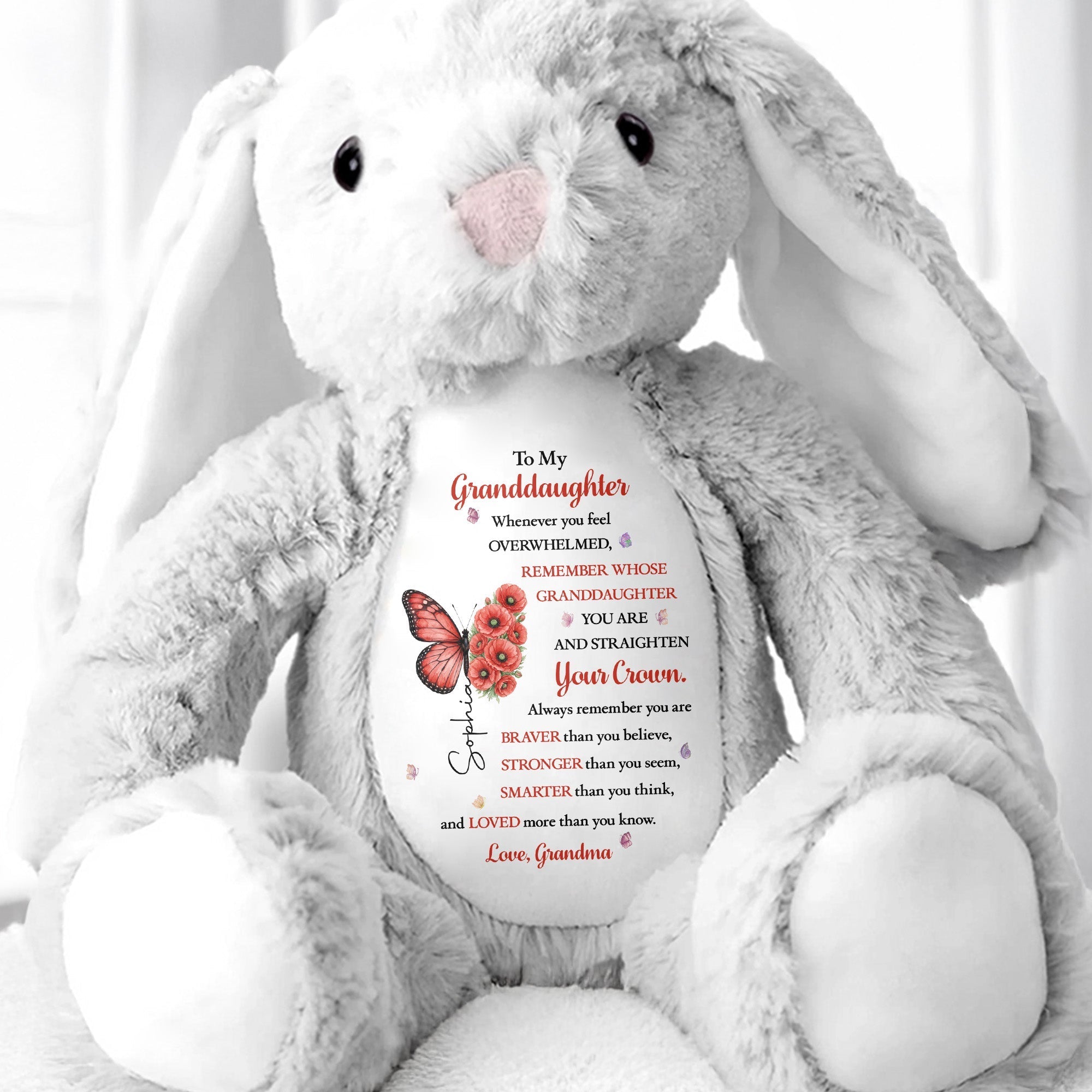 Personalized Stuffed Bunny for Granddaughter Custom Name Gift