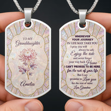 Load image into Gallery viewer, Personalized Dog Tag Necklace Custom Granddaughter Gift Flower
