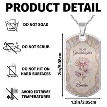 Load image into Gallery viewer, Personalized Dog Tag Necklace Custom Granddaughter Gift Flower
