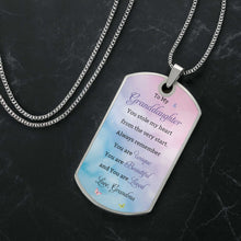 Load image into Gallery viewer, Personalized Dog Tag Necklace Custom Text for Granddaughter - Unique Gift
