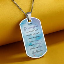 Load image into Gallery viewer, Personalized Dog Tag Necklace Custom Text for Granddaughter - Unique Gift
