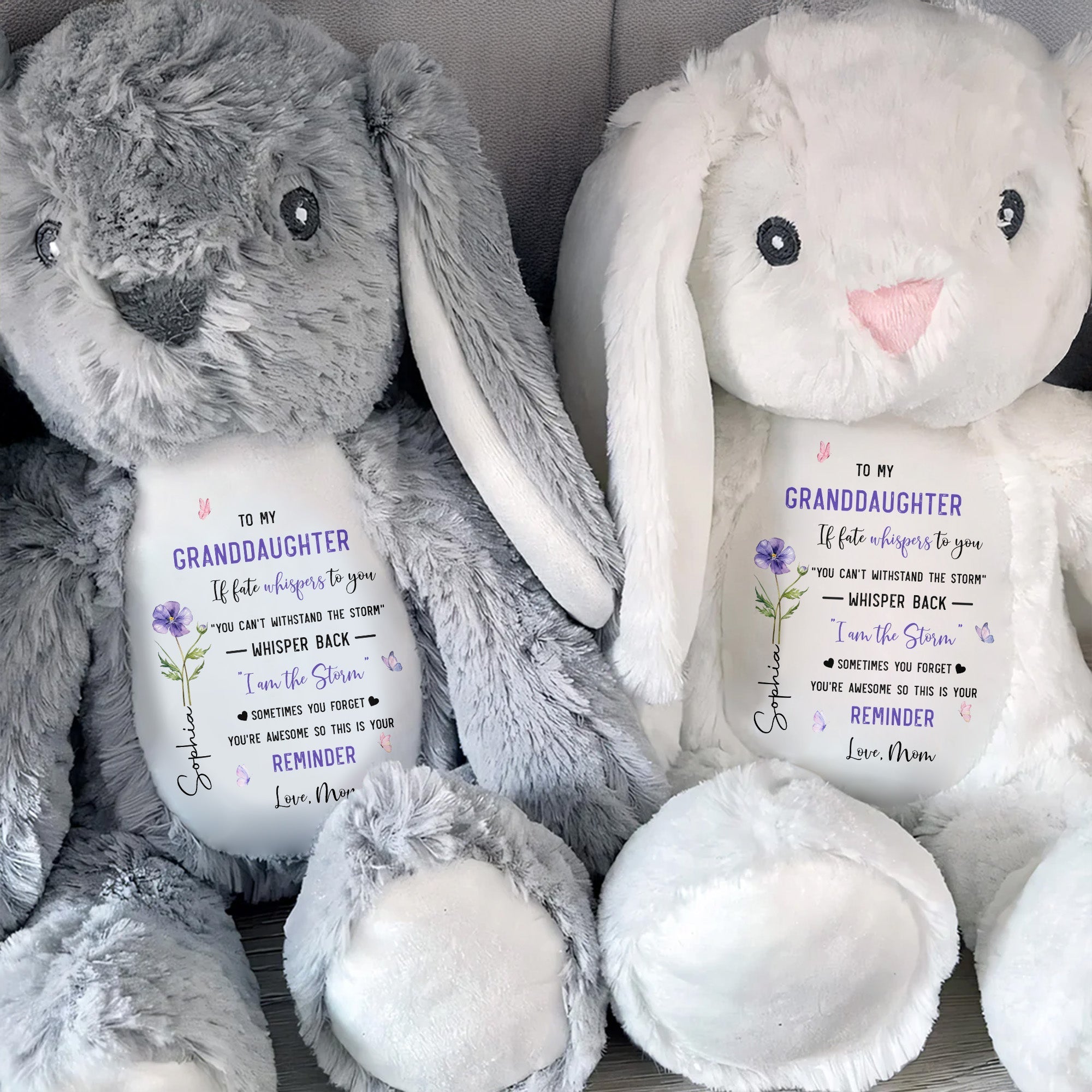Personalized Stuffed Bunny Custom Name Gift for Granddaughter