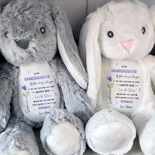 Load image into Gallery viewer, Personalized Stuffed Bunny Custom Name Gift for Granddaughter
