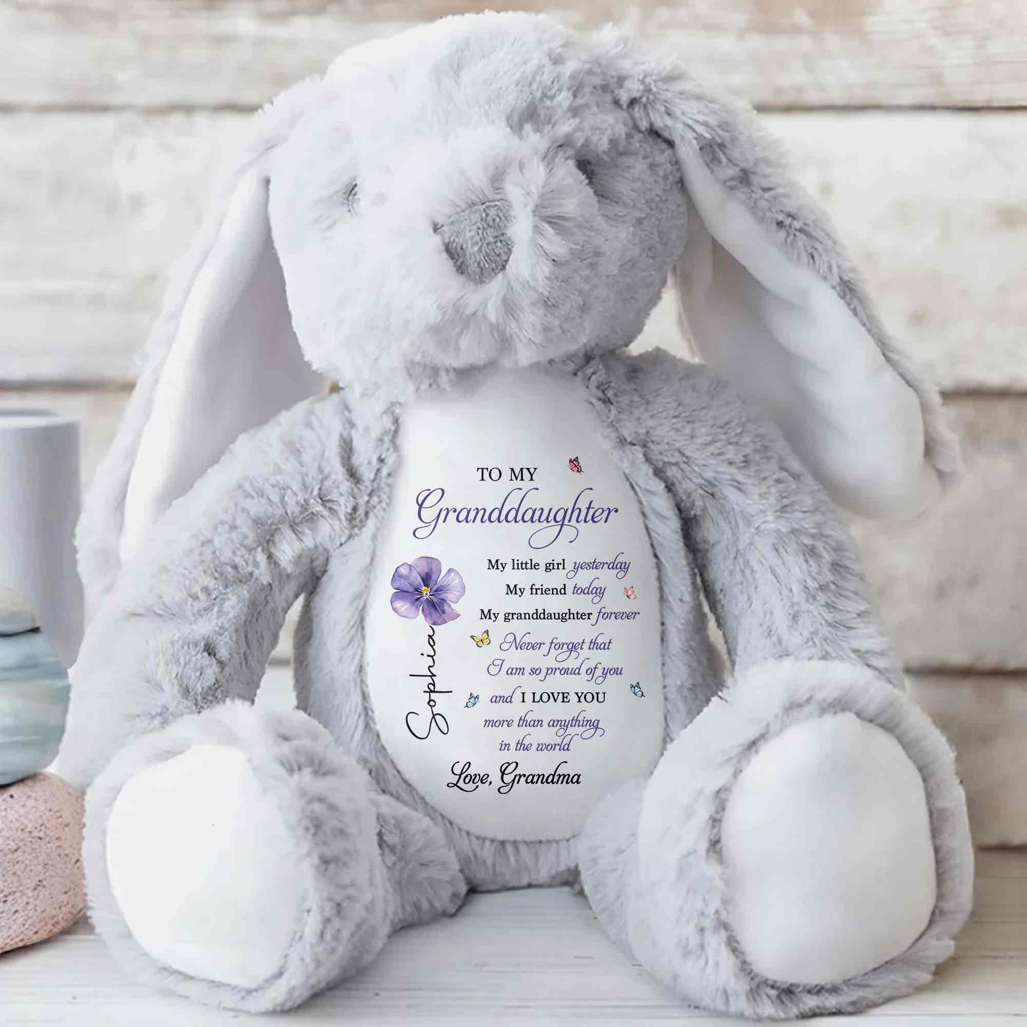 Personalized Stuffed Bunny Custom Name Gift for Granddaughter