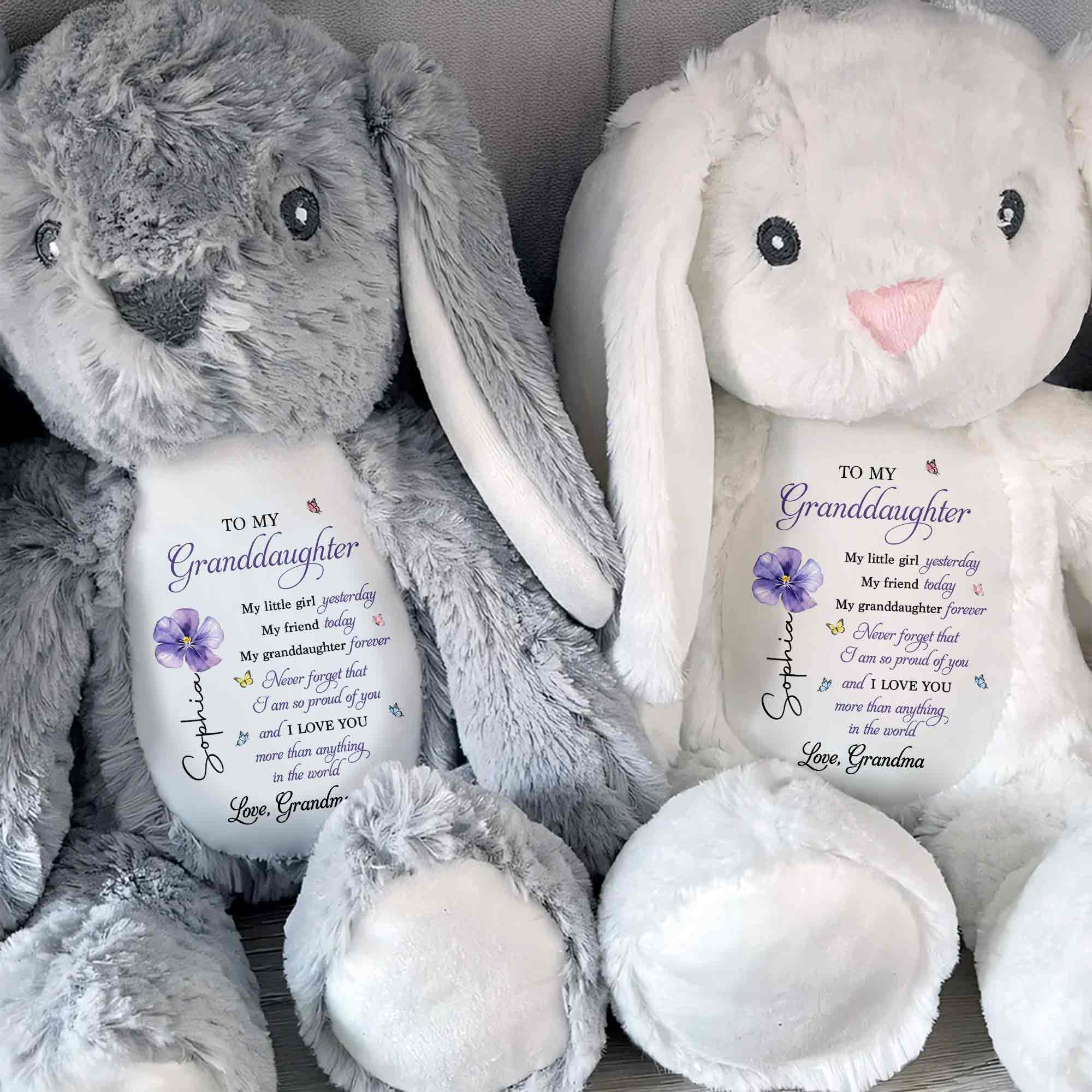 Personalized Stuffed Bunny Custom Name Gift for Granddaughter