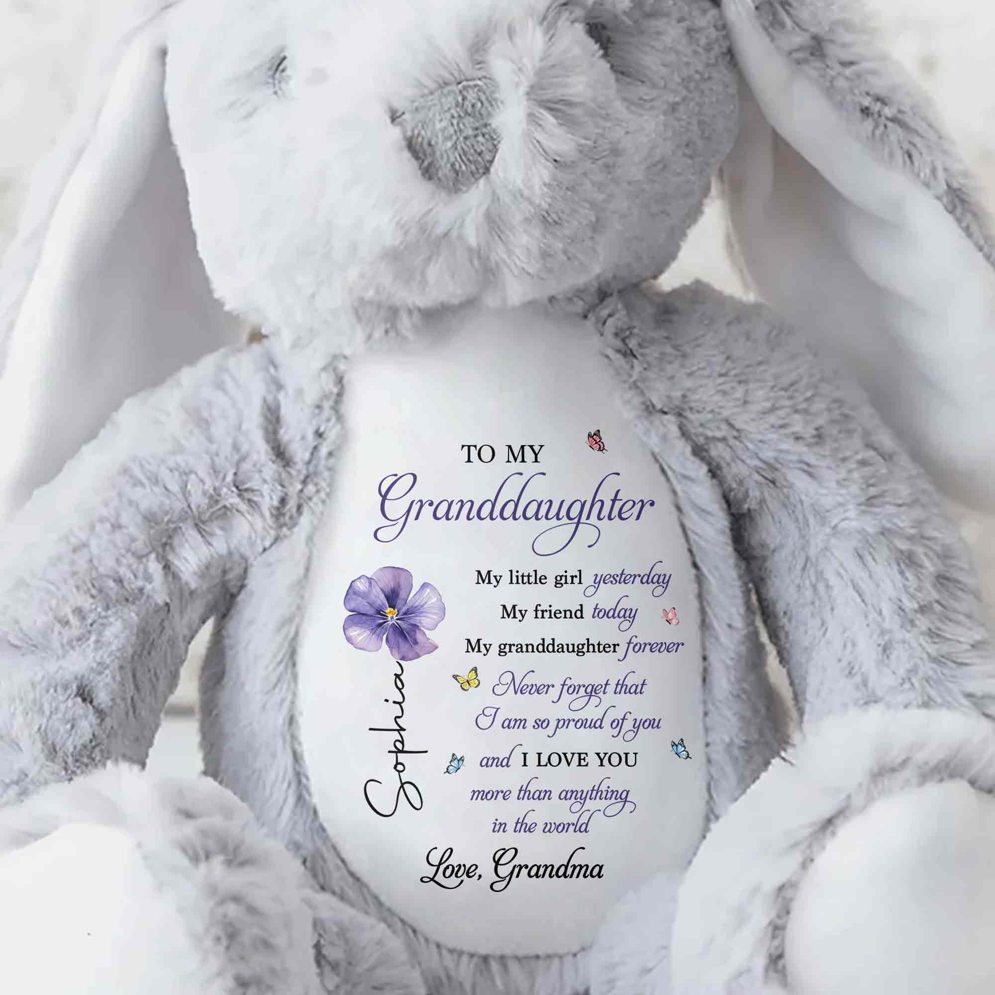 Personalized Stuffed Bunny Custom Name Gift for Granddaughter