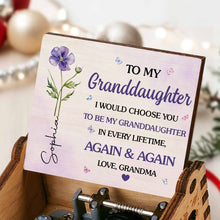 Load image into Gallery viewer, Personalized Wooden Music Box Custom Name Flower Gift for Granddaughter
