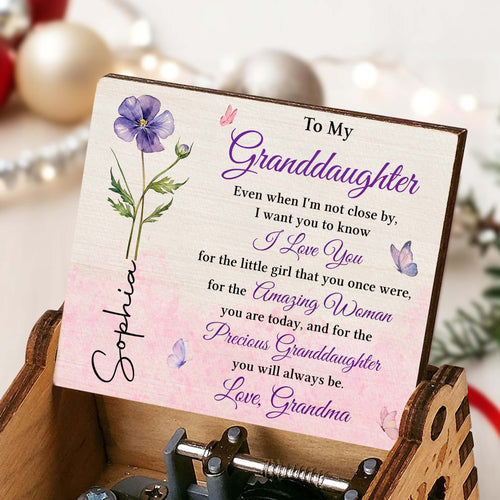 Personalized Wooden Music Box Custom Tune for Granddaughter Gift
