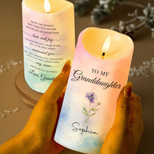 Load image into Gallery viewer, Personalized LED Candle Custom Birth Month Flower Gift for Granddaughter

