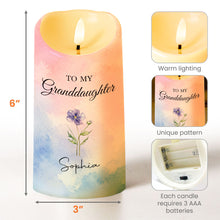 Load image into Gallery viewer, Personalized LED Candle Custom Birth Month Flower Gift for Granddaughter
