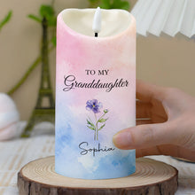Load image into Gallery viewer, Personalized LED Candle Custom Birth Month Flower Gift for Granddaughter
