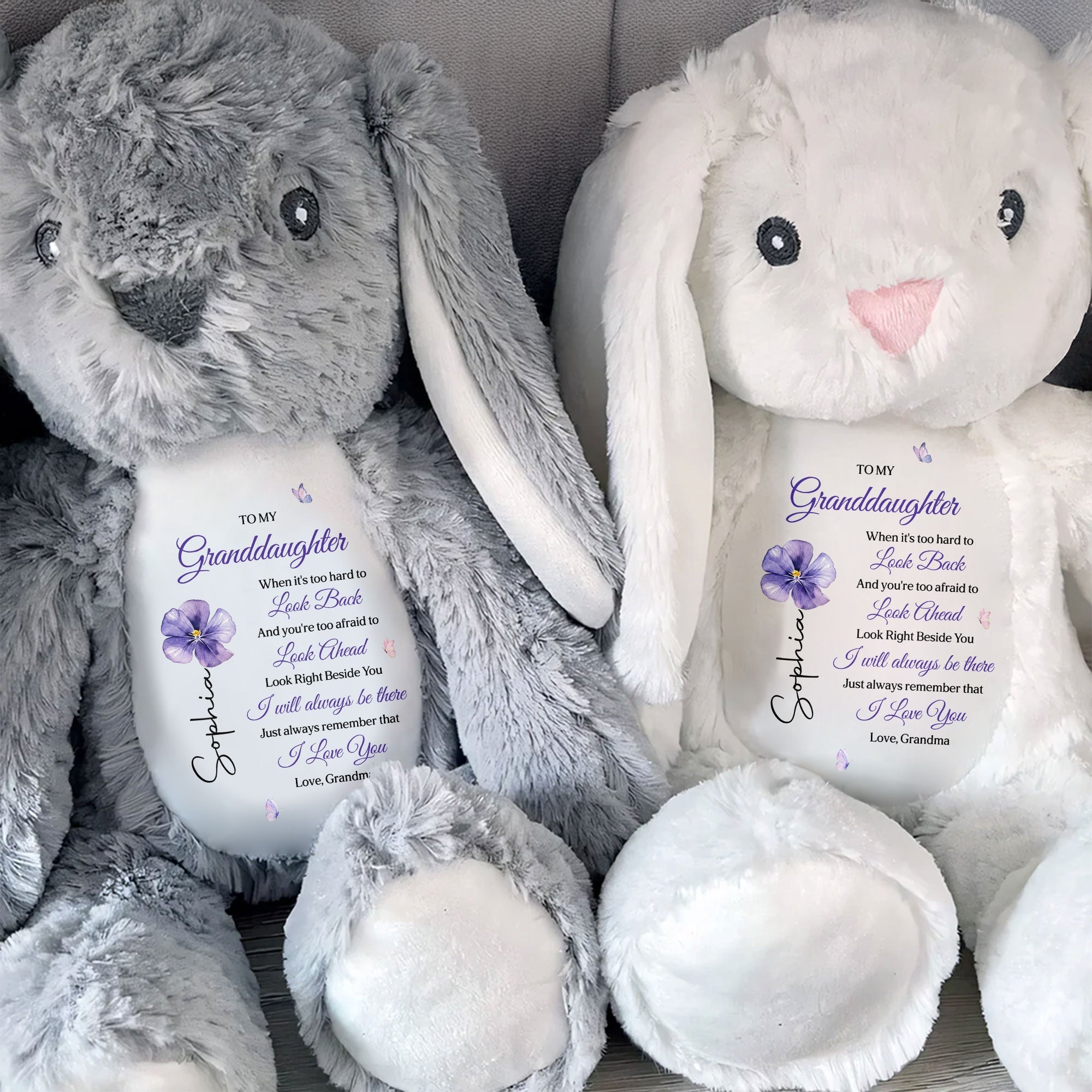 Personalized Stuffed Bunny Custom Name Gift for Granddaughter