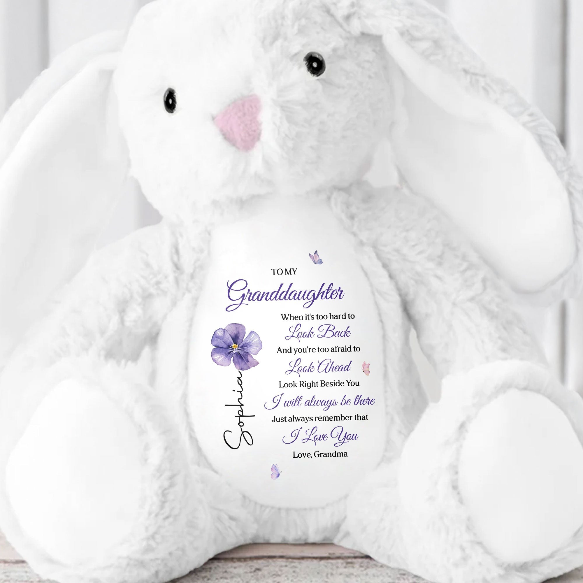 Personalized Stuffed Bunny Custom Name Gift for Granddaughter