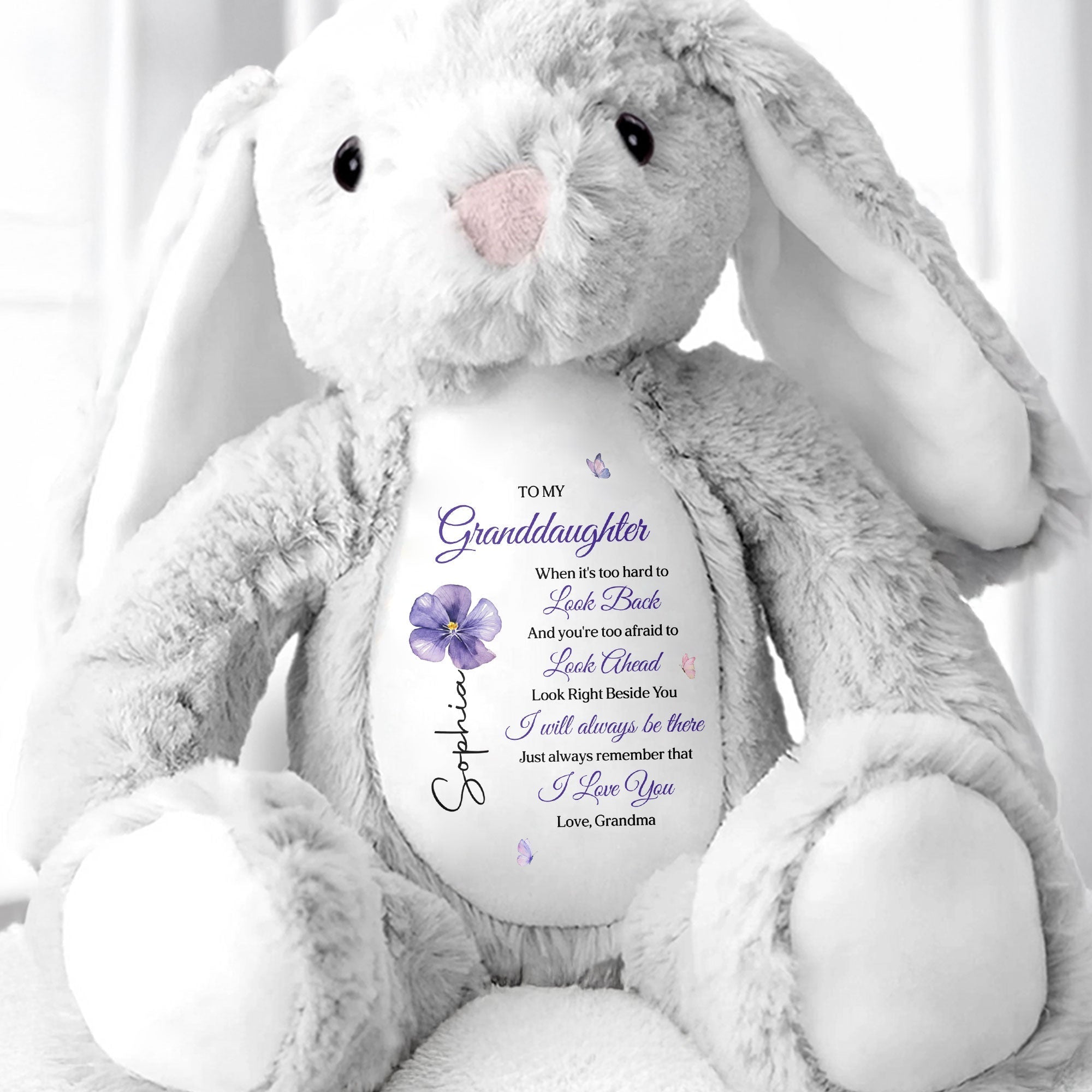 Personalized Stuffed Bunny Custom Name Gift for Granddaughter