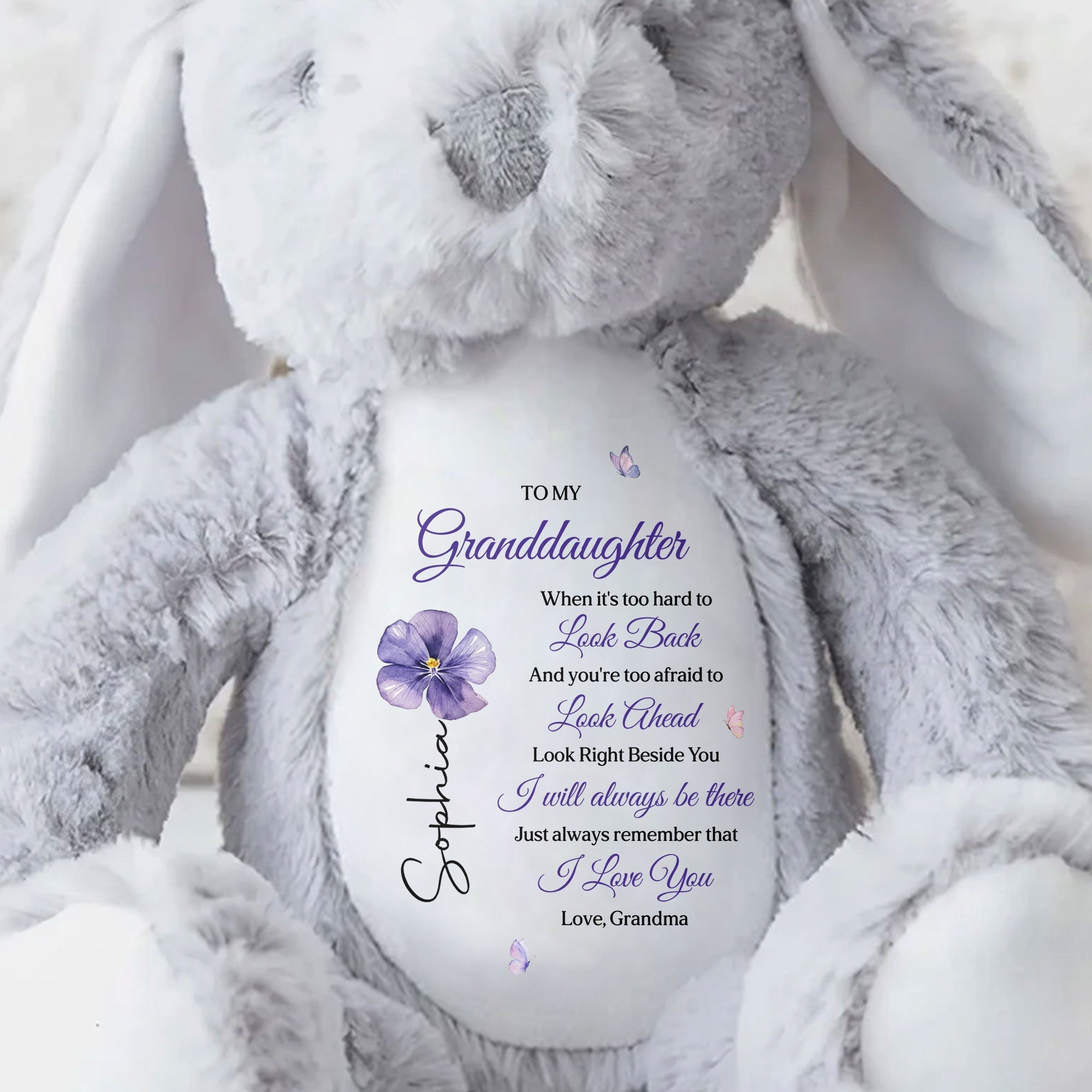Personalized Stuffed Bunny Custom Name Gift for Granddaughter