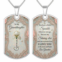 Load image into Gallery viewer, Personalized Custom Dog Tag Necklace Granddaughter Birth Flower Gift
