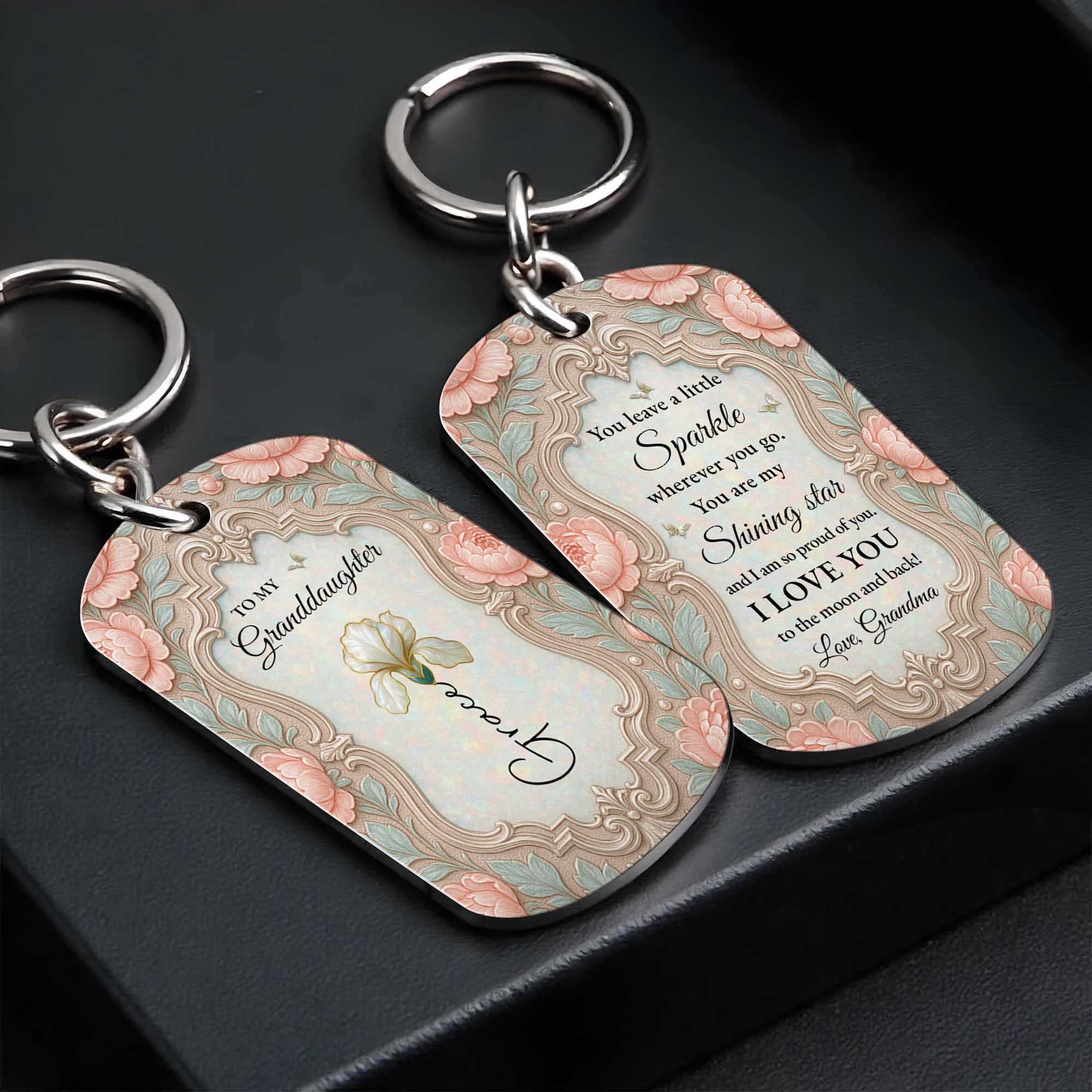 Personalized Stainless Steel Keychain for Granddaughter Gift