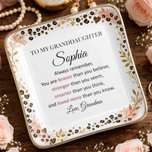 Load image into Gallery viewer, Personalized Square Ceramic Jewelry Dish for Granddaughter Gift
