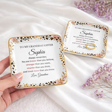 Load image into Gallery viewer, Personalized Square Ceramic Jewelry Dish for Granddaughter Gift
