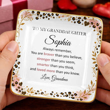 Load image into Gallery viewer, Personalized Square Ceramic Jewelry Dish for Granddaughter Gift
