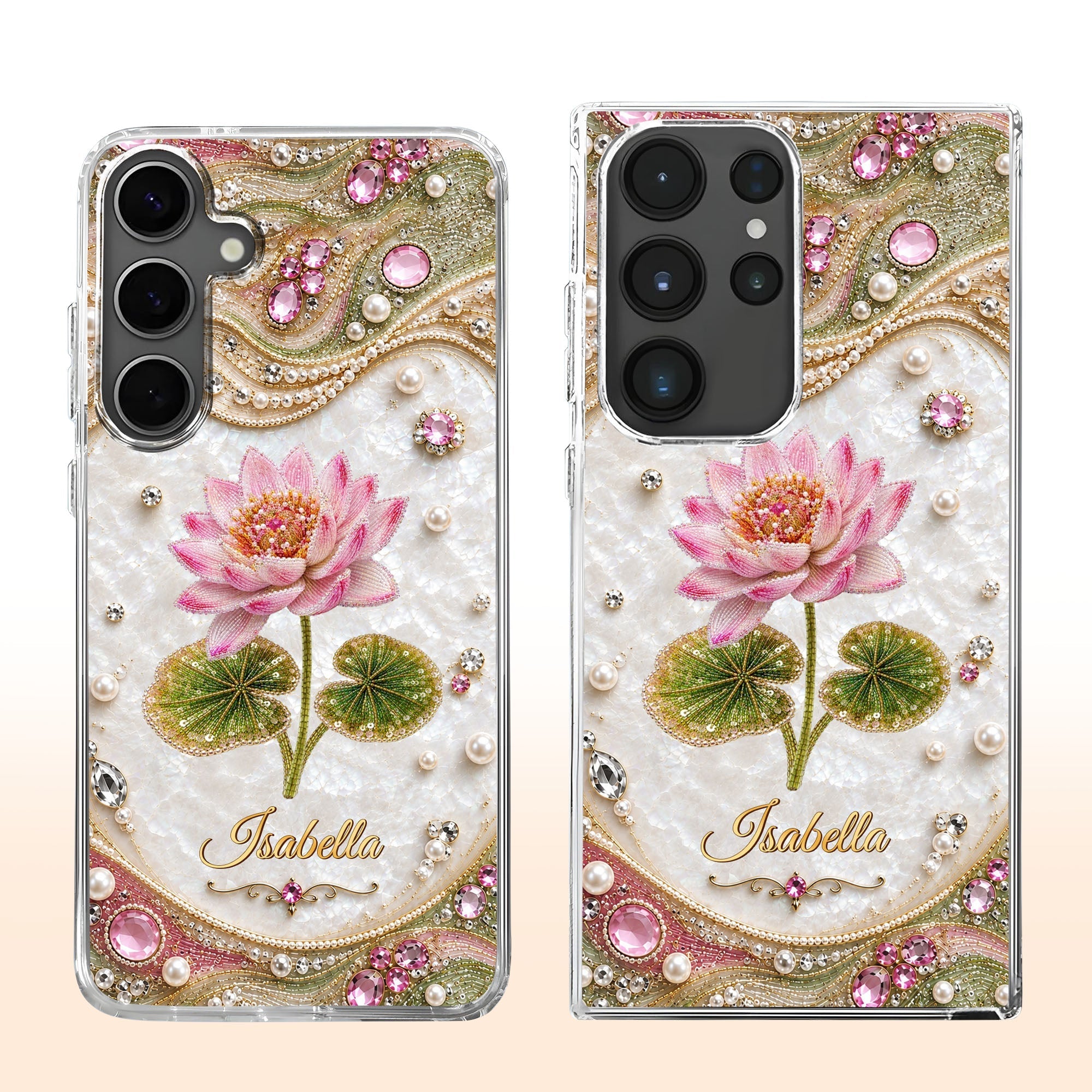 Personalized Clear Phone Case Custom Lotus Flower Gift for Mom