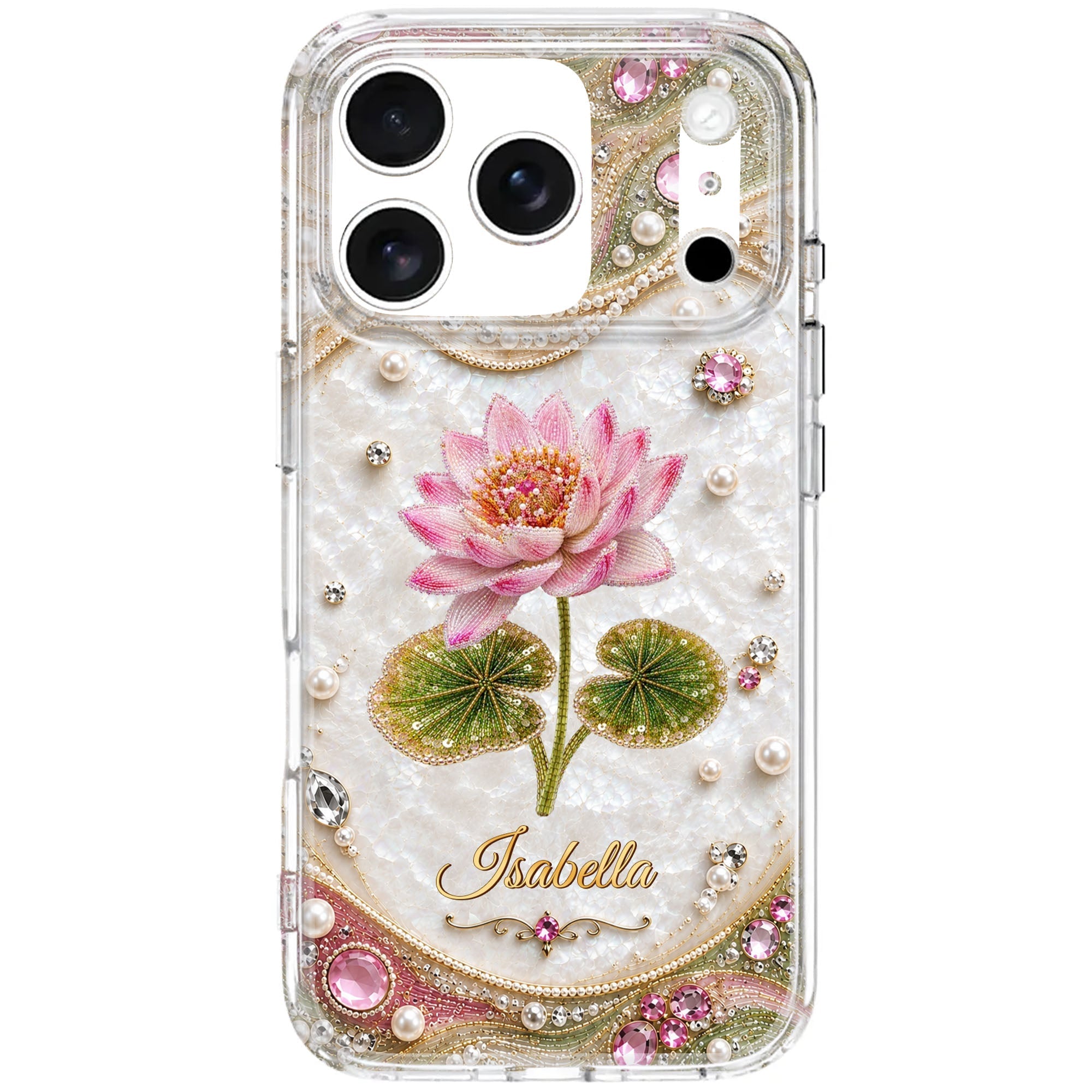Personalized Clear Phone Case Custom Lotus Flower Gift for Mom