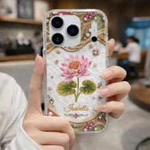 Load image into Gallery viewer, Personalized Clear Phone Case Custom Lotus Flower Gift for Mom
