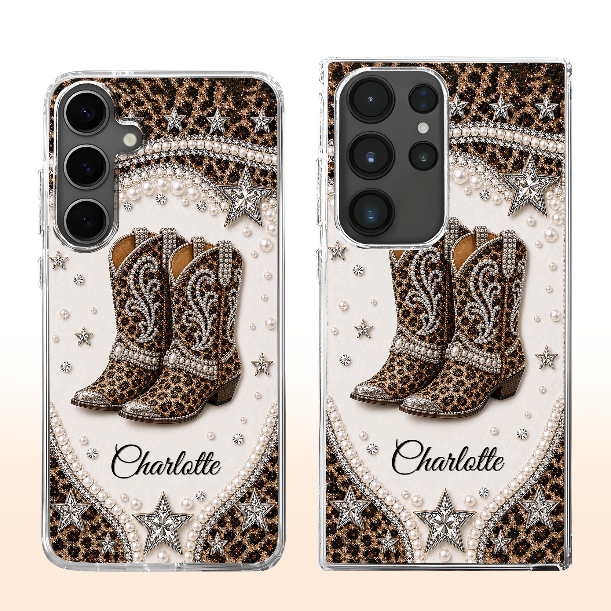Personalized Clear Phone Case Chic Leopard Print Gift for Granddaughter