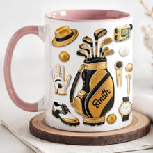 Load image into Gallery viewer, Personalized Golf Lover Accent Mug Custom Name Gift for Dad
