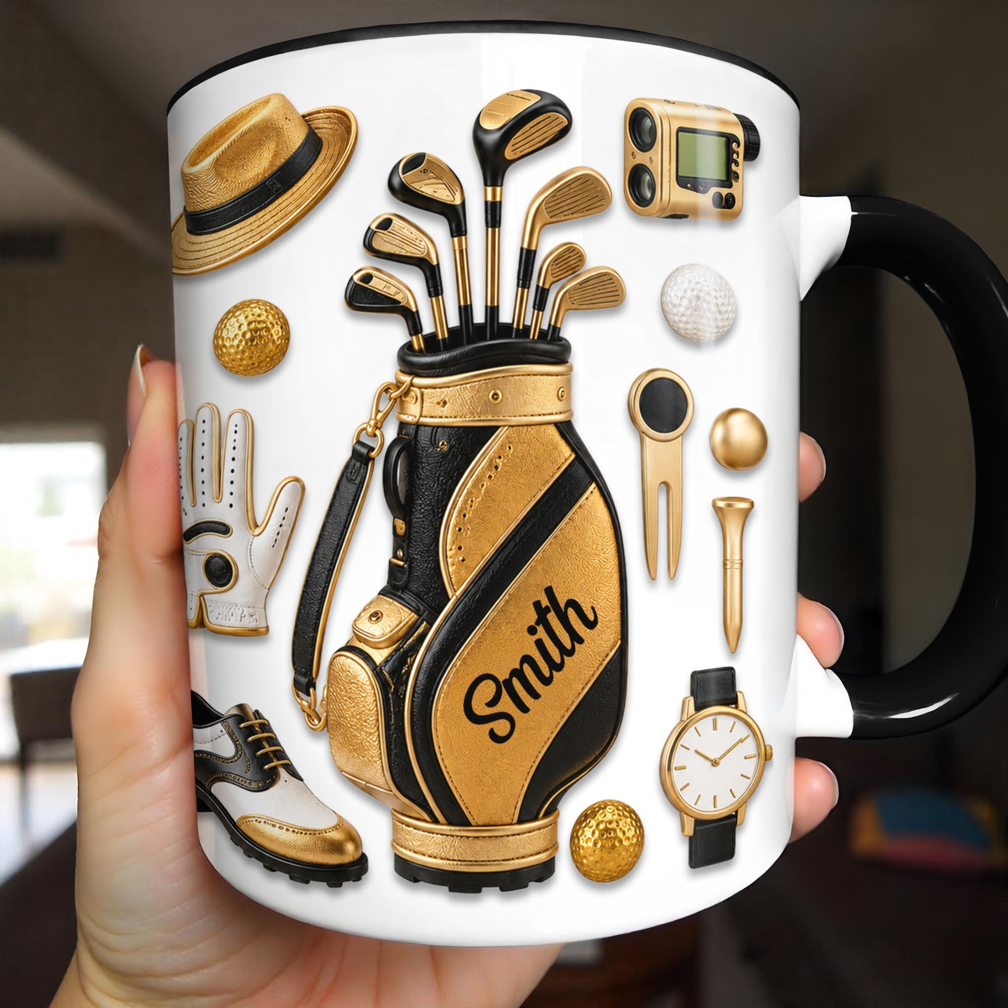 Personalized Golf Lover Accent Mug Custom Name Gift for Dad