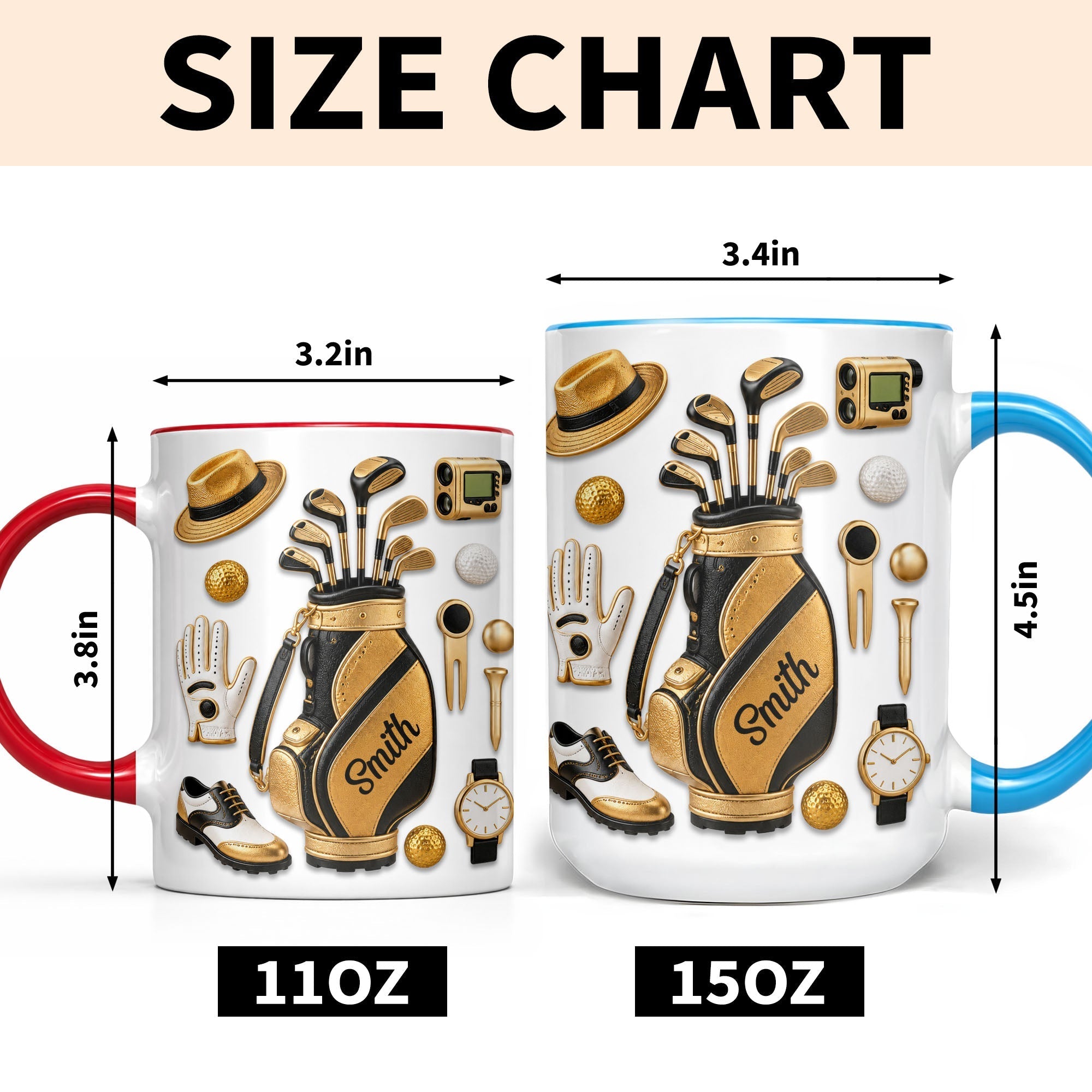 Personalized Golf Lover Accent Mug Custom Name Gift for Dad